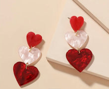 Load image into Gallery viewer, Post Dangle heart Earrings
