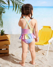 Load image into Gallery viewer, Shiny Ruffled Striped swimsuit