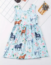 Load image into Gallery viewer, Blue Horse dress