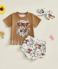 Load image into Gallery viewer, Floral Cow Bummie Outfit