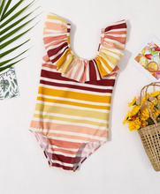 Load image into Gallery viewer, Brown striped swimsuit