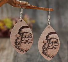 Load image into Gallery viewer, Wooden Santa earrings