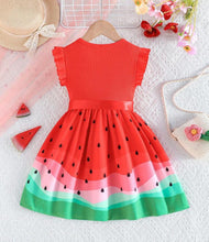 Load image into Gallery viewer, Watermelon Ruffle sleeve dress