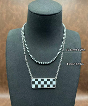 Load image into Gallery viewer, Checkered Bar /Navajo Pearl Necklace Set