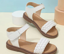 Load image into Gallery viewer, Kid’s White braided sandals