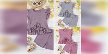 Load image into Gallery viewer, Ruffled Ribbed Short Outfit