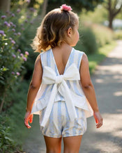 Load image into Gallery viewer, Blue Striped Flower Short Set