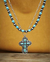 Load image into Gallery viewer, Layered Cross Navajo Pearl Necklaces