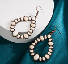 Load image into Gallery viewer, Exaggerated Hollow Teardrop Stone Earrings