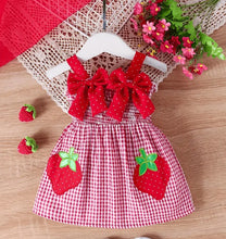 Load image into Gallery viewer, Strawberry Plaid Sundress