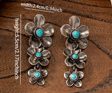 Load image into Gallery viewer, Turquoise Flower Dangle Earrings
