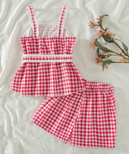Load image into Gallery viewer, Red Checkered Short Set