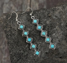 Load image into Gallery viewer, Turquoise Diamond Shape Drop earrings