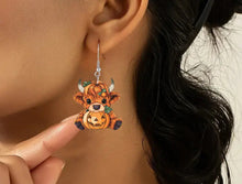 Load image into Gallery viewer, Acrylic Halloween Cow Earrings
