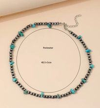 Load image into Gallery viewer, Turquoise Chunk Navajo pearl necklace