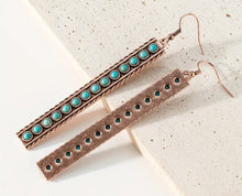 Load image into Gallery viewer, Copper/Tuquoise Bar dangle earrings