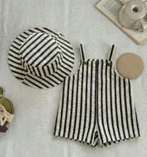 Load image into Gallery viewer, Striped Overalls/Hat