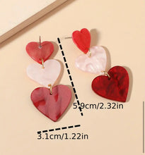 Load image into Gallery viewer, Post Dangle heart Earrings