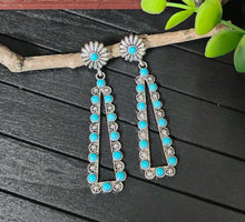 Load image into Gallery viewer, Turquoise triangle earrings