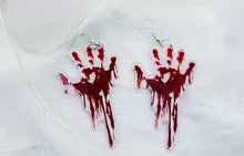 Load image into Gallery viewer, Acrylic Halloween Blood Hands Earrings