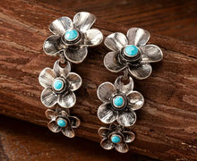 Load image into Gallery viewer, Turquoise Flower Dangle Earrings