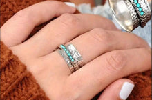 Load image into Gallery viewer, Wide Band/Turquoise Spin Ring