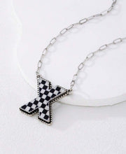 Load image into Gallery viewer, Checkered Initial Necklace
