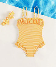 Load image into Gallery viewer, Ruffled Striped swimsuit