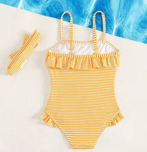 Load image into Gallery viewer, Ruffled Striped swimsuit