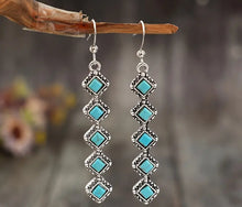 Load image into Gallery viewer, Turquoise Diamond Shape Drop earrings