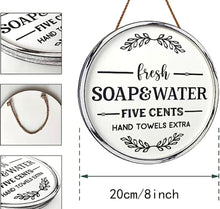 Load image into Gallery viewer, Round Soap and Water  Metal Sign