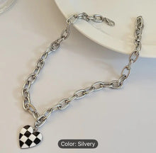Load image into Gallery viewer, Checkered Heart Big Chain Necklace