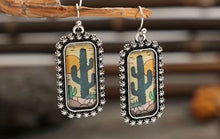 Load image into Gallery viewer, Rectangle Cactus Dangle Earrings