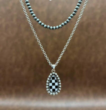 Load image into Gallery viewer, Checkered Teardrop/Navajo Pearl Necklace Set