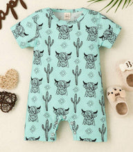 Load image into Gallery viewer, Green Cactus Cow Onesie