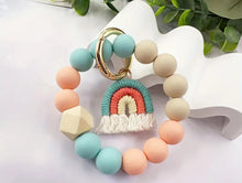 Load image into Gallery viewer, Rainbow charm beaded key rings