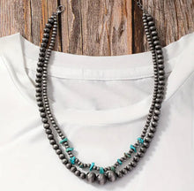 Load image into Gallery viewer, Navajo pearl/turquoise double strand necklace