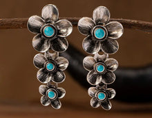 Load image into Gallery viewer, Turquoise Flower Dangle Earrings