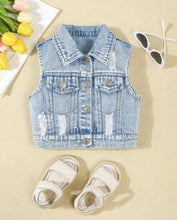 Load image into Gallery viewer, Distressed Jean Vest