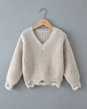 Load image into Gallery viewer, Girls Distressed V-Neck Sweater
