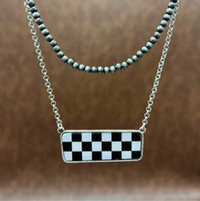 Load image into Gallery viewer, Checkered Bar /Navajo Pearl Necklace Set