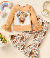 Load image into Gallery viewer, Floral Cow Flare Outfit