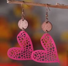 Load image into Gallery viewer, Pink Dangle heart Earrings