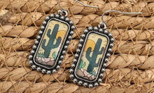 Load image into Gallery viewer, Rectangle Cactus Dangle Earrings