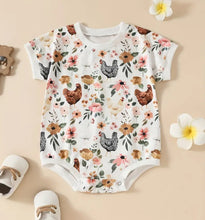 Load image into Gallery viewer, Flowers and Hens Onesie