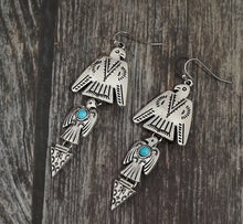 Load image into Gallery viewer, Turquoise Eagle Dangle Earrings