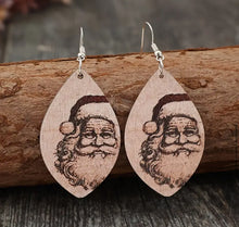 Load image into Gallery viewer, Wooden Santa earrings