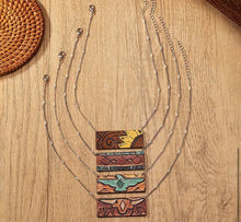 Load image into Gallery viewer, Rectangle Leather pendant necklace