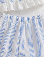 Load image into Gallery viewer, Blue Striped Flower Short Set