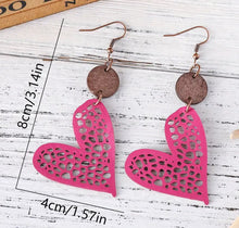 Load image into Gallery viewer, Pink Dangle heart Earrings